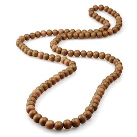 Indian Long Wood Necklace for Women Africa Wooden Pray Bead Necklace 47 inch (Long Necklace) (Long Beads Necklace)