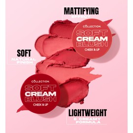 Collection Cosmetics Soft Cream Blush, Cream Lightweight Formula, Cheek Makeup, Multi-use for Cheek and Lip, 4ml, Velvet Rose