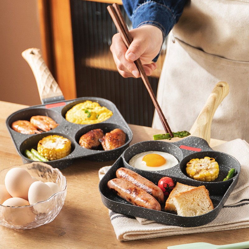 Egg Frying Pan Heat Sensitive Silicone Aluminium Pancake Frying Pan