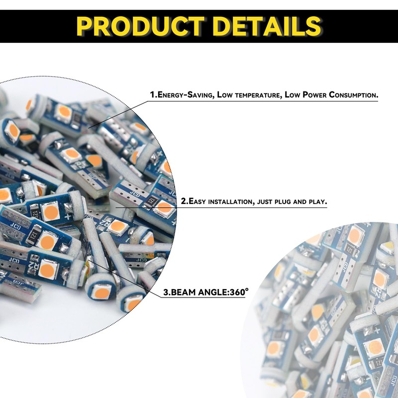 NTNEV Led Bulb Dash Lights Super Bright, T5 37 74