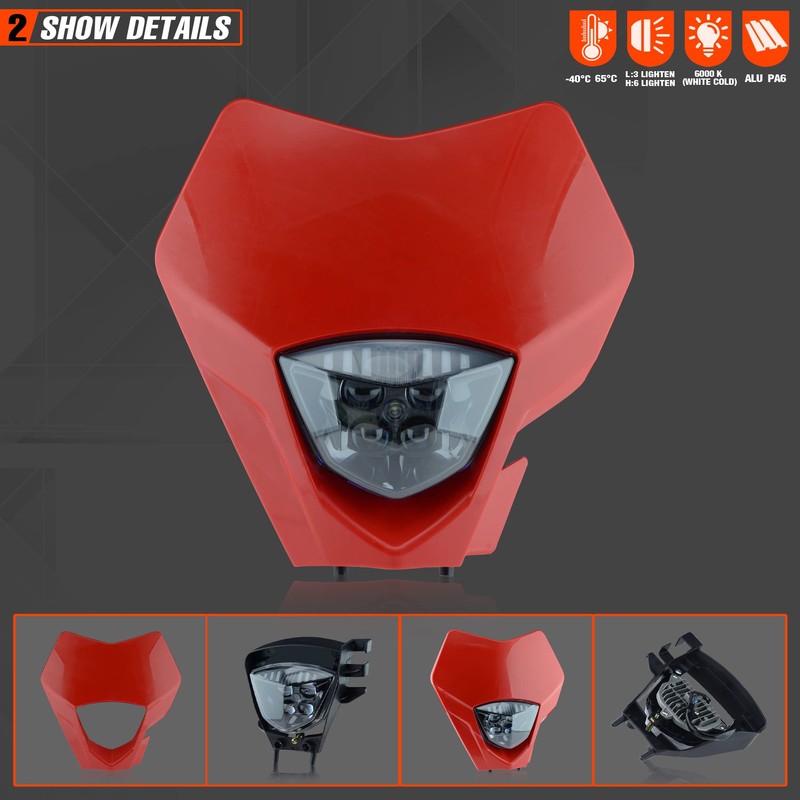 fewfuss Universal Dirt Bike LED Head Lamp - Motorcycle LED