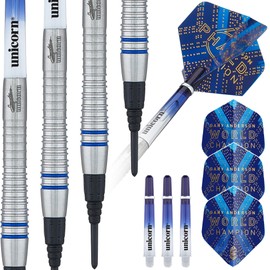 Unicorn Soft Tip Darts Set | Gary Anderson Phase 6 World Champion | 70% Natural Tungsten Barrels & Epic Tips | 20 g, Blue
