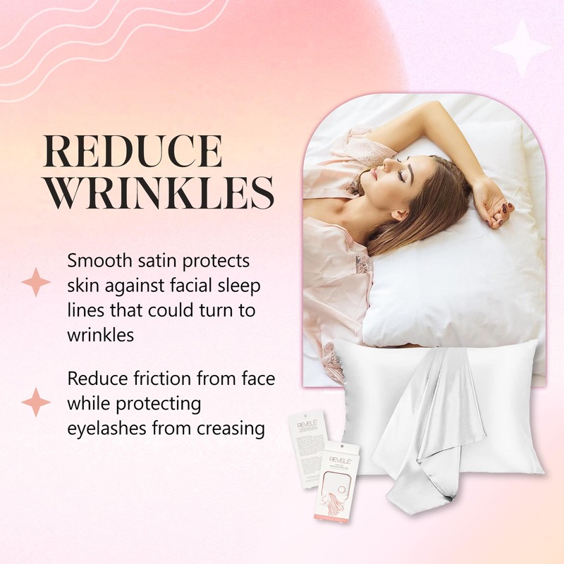 Revele Satin Pillowcase for Hair and Skin, Includes one King