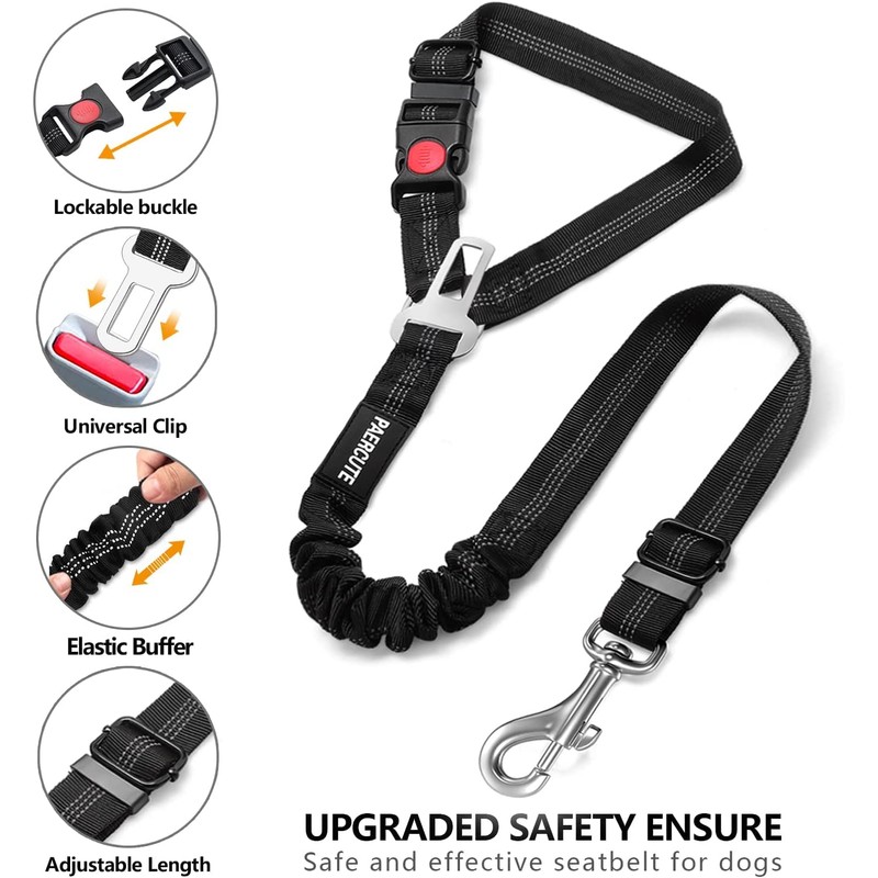 2 Piece Set Retractable Dog Car Seatbelts - Adjustable Pet