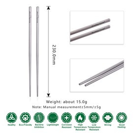 iBasingo Reusable Titanium Chopsticks Skidproof Ultralight Square / Round Chinese Chopsticks Outdoor Portable Metal Camping Cutlery Picnic Travel Daily Used Durable Flatware for BBQ Sushi Food Ti1002T