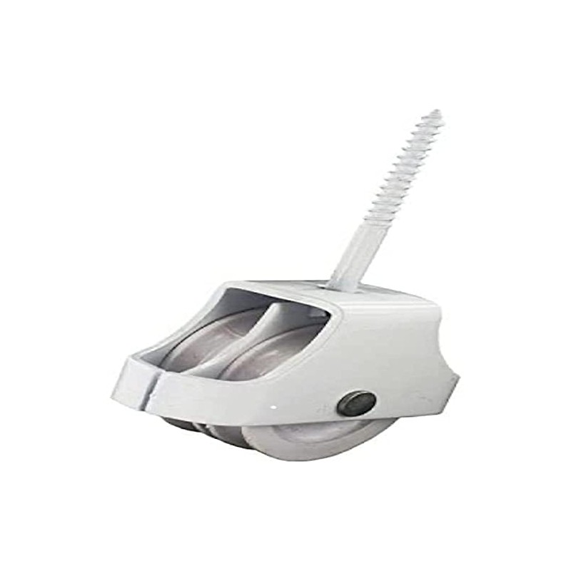 Merriway BH02878 Double Wheel Screw In Pulley - White