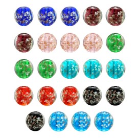 24pcs 10mm Luminous Glass Beads Roses Inlaid Beads for DIY Craft Jewelry Making, Lampwork Loose Beads for Glow-in-The-Dark Bracelets (24pcs Mix Colors 10mm)