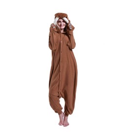 dressfan Animal Walrus Onesie Walrus Pajamas Walrus Costume Cosplay Costumes One Piece Pajamas for Women Unisex Adult Kids Men Boys Girls Brown S