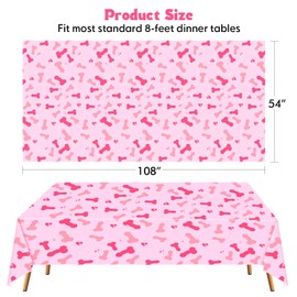 3PCS Pink Bachelorette Tablecloths,Disposable Funny Naughty Plastic Table Cover for Bridal Shower, Wedding Bachelor Girl Party Decor