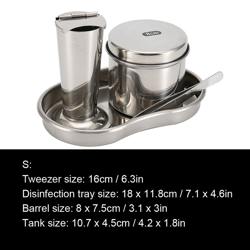 Tattoo Disinfection Kit Medical Stainless Steel Disinfection Plate Tank Jar