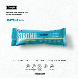 【リニューアル 正規品】Strong Bar (ストロングバー) プロテインバー プロテイン22g 砂糖不使用 食物繊維11.5g 原材料たったの8つ シンプル&ナチュラル処方 国産 (抹茶ラテ 12本入り)