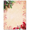 Paperdirect Holiday Ruby Scroll Ornament Christmas Winter Theme Stationery, Border
