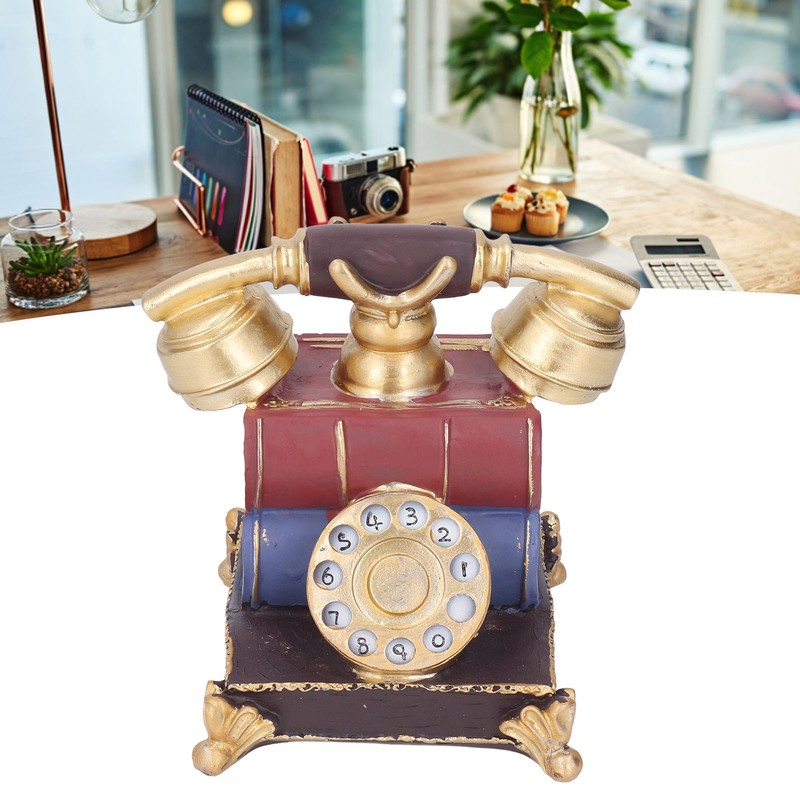 Retro Resin Telephone Model Home Study Desktop Antique Telephone Model