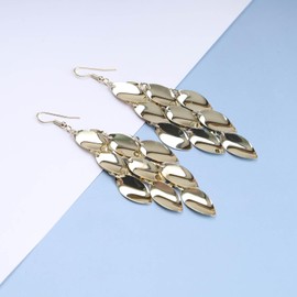 Inilbran Boho Leaf Drop Dangle Earrings Vintage Smooth Leaf Earrings Gold Fall Leaf Earrings Ethnic Super Lightweight Chandelier Earrings Jewelry for Women and Girls