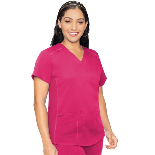 Med Couture V-Neck Scrub Top for Women with 4 Pockets,