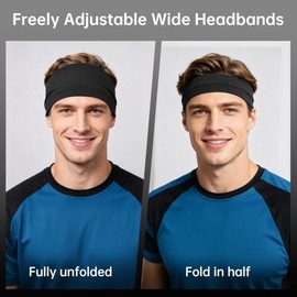 Diademas para hombres y mujeres, banda ancha que absorbe la humedad para deportes, fitness, correr, senderismo, ciclismo, yoga, baloncesto