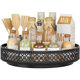 EKNITEY Metal Lazy Susan Turntable - 33cm (13 inch) Cupboard Organiser Rotating Spice Rack for Kitchen Refrigerator Pantry Cabinet