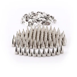 Nisorpa 100PCS Metal Studs Rivet Bullet Spike Cone Screw Punk Rock Style, Spikes for Clothes DIY Leather Craft(7X9.5mm)