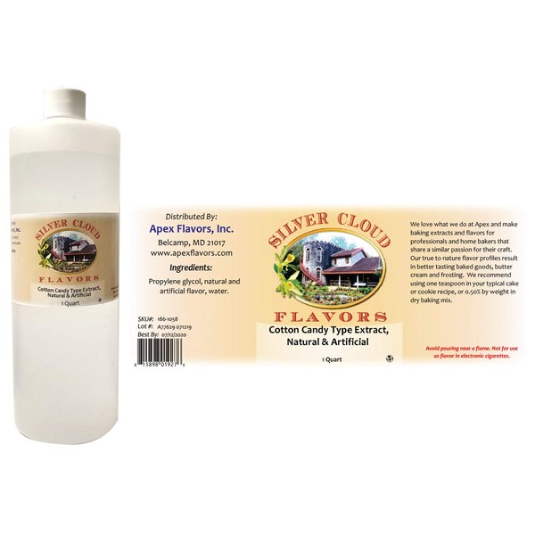 Cotton Candy Extract, Natural & Artificial - 1 Quart bottle
