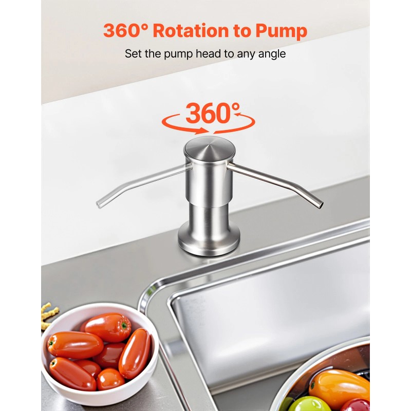 VEVOR Built in Soap Dispenser for Kitchen Sink Stainless Steel