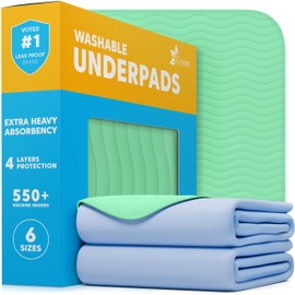 GREEN LIFESTYLE® Washable Underpads - Heavy Absorbency Reusable Bedwetting Incontinence Pads for Kids, Adults, Elderly, and Pets - Toddler Mattress Pads for Bed, Sofa, Couch, Floor (Pack of 2 - 41x41)