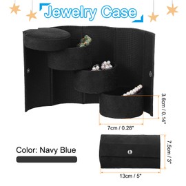 PATIKIL Mini Portable Jewelry Case Box for Women Gifts, Foldable 3-Layer Small Jewelry Organizer Box Flannel Surface for Earrings Necklace Bracelet Rings, Black