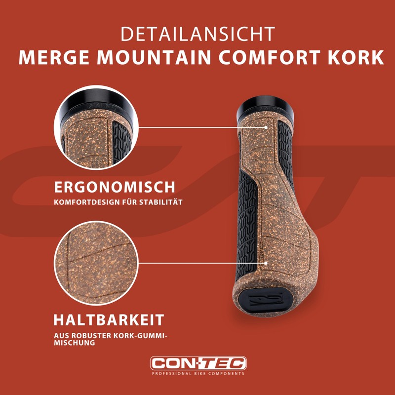 CONTEC Merge Mountain Comfort Cork Bicycle Grip 140 mm D3