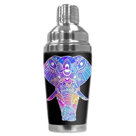 Mugzie MAX 20 Ounce Stainless Steel Cocktail Shaker - Martini Shaker with Wetsuit Cover - Ornamental Elephant