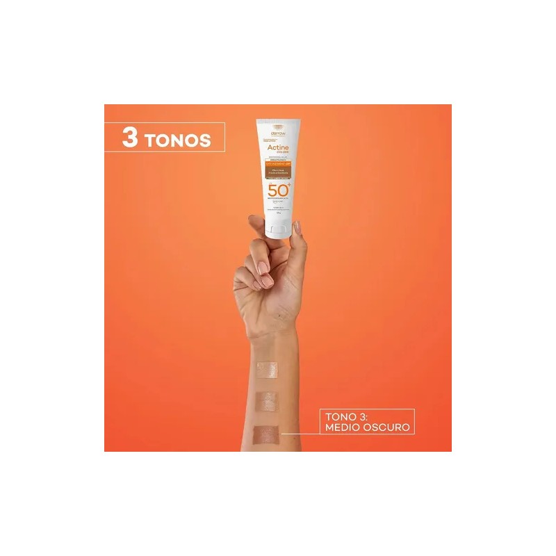 Protector Solar Dermatológico Facial Actine Colors Medio Oscuro FPS50+ 40g