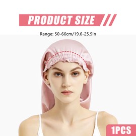 Extra Long Silk Hair Bonnet Elasticity Satin Sleeping Hair Shower Bonnet Silk Bonnet Hair Wrap Cap Long Curly Hair Bonnet Hair Protection Bonnet for Long Straight Braid Locs Women Girls (Pink)