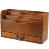 Rustic Wooden Desk Organizer - Vertical File Sorter with 3