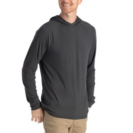 Free Fly Men's Flex Hoodie - Bamboo Viscose Sun Hoodie UPF 50+ Sun Protection, Men's Pullover Hoodies, Hooded Shirts for Men - Black Sand, X-Large