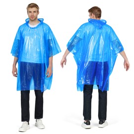 FENENIK 6 Pack Disposable Rain Ponchos for Adults and Children, Packable Raincoats with Hood, Emergency Rain Gear for Camping Hiking Travelling