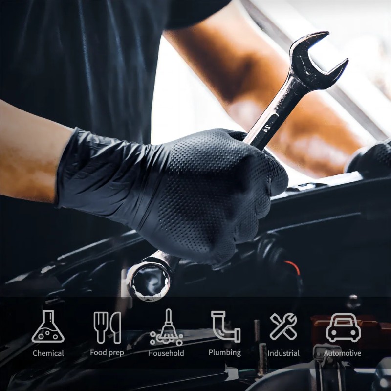 Guantes De Nitrile 100 Pcs Caja Negro Guantes De Examen