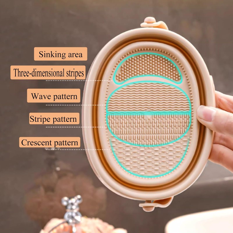 Makeup Brush Cleaner Mat,3 in 1 Upgraded Foldable Silicone Makeup