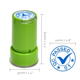 Kissdeer QC Passed Message Stamp Set - 2 Pack Pre-Inked Round Stamps with 10ml Ink, 2cm Diameter, Easy to Refill Ink, "QC Passed 01" & "QC Passed 02"
