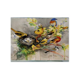Caroline's Treasures JMK1024PLMT Spring Birds Fabric Placemat Washable Placemat Dinner Table Decor No Ironing Linen Look