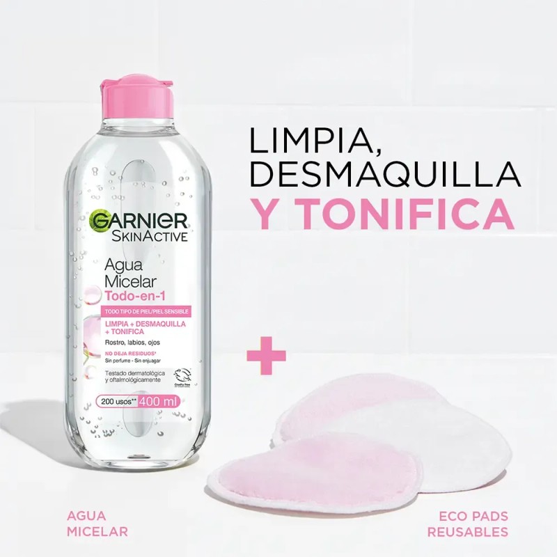 Garnier Skin Active Agua Micelar Desmaquillante todo en 1 400ml