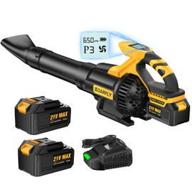 Leaf Blower Cordless, 650CFM & 3 Speed Levels,Electric Cordless Leaf Blower with LCD Display，Blowers for Lawn Care with 2 * 4.0Ah Battery Powered,Blowers for Lawn Care,Yard, Blowing Leaves, Dust, Snow