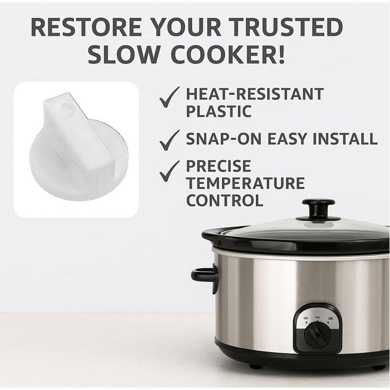 Slow Cooker White Knob Replacement Compatible with Crock-Pot and Rival