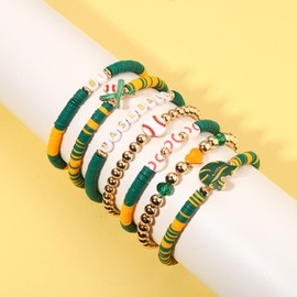 NVENF Baseball Bracelets for Women Stackable Green Yellow Game Day Heishi Bracelets Preppy Friendship Sports Bracelet Softball Baseball Jewelry Accessories Party Favors Gifts (Green Yellow)
