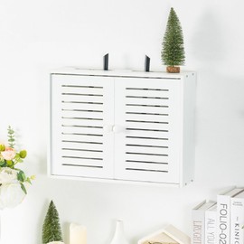 Hooyage WiFi Storage Box Wall Mount Router Shelf Wooden WiFi Router Box Hider Wall Mount Router Storage Box for Modem Cable