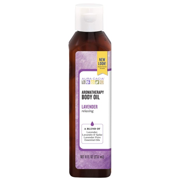 Aura Cacia Relaxing Lavender Aromatherapy Body Oil | GC/MS Tested for Purity | 237ml (8 fl. oz.)