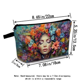 MoCaliduccious Floral Meditative Face Print Cosmetic Bag Vibrant Gradient Blossom Gift for Birthdays & Holidays Zippered Serenity Organizer Immersive Gift for Art Therapy Enthusiasts