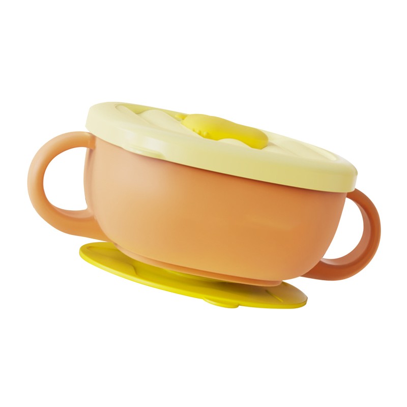 Toddler Suction Cup Bowls with Lids Prevent Falling Stainless Steel