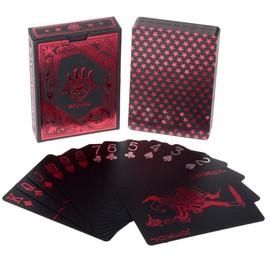 hopewey Playing Cards Playing Cards for Texas Holdem Poker Black Waterproof Poker Cards Plastic Playing Cards Made of PVC Professional Premium Red