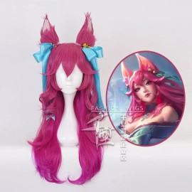 C&Q Peluca De Cosplay Lol Spirit Blossom Ahri Con Oreja Y Tocado
