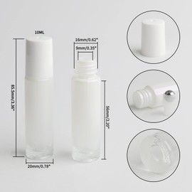 Ellbest 8PCS Roll on Bottle with Stainless Steel Balls, 10ml Essential Oil Roller Bottles, Portable Refillable Perfume Sample Bottles, Gradient White (Opener and Funnel Included)