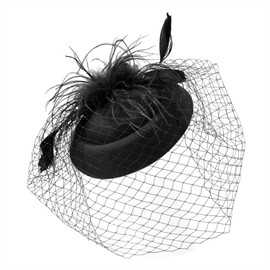 Zando 2025 Kentucky Hats Derby for Women 20s 57s Flower Vintage Black Fascinators Hat with Veils Hair Clip for Womens Lady Girls Outfit Headwear Funeral Tea Party Bridal Wedding Accessories One Size