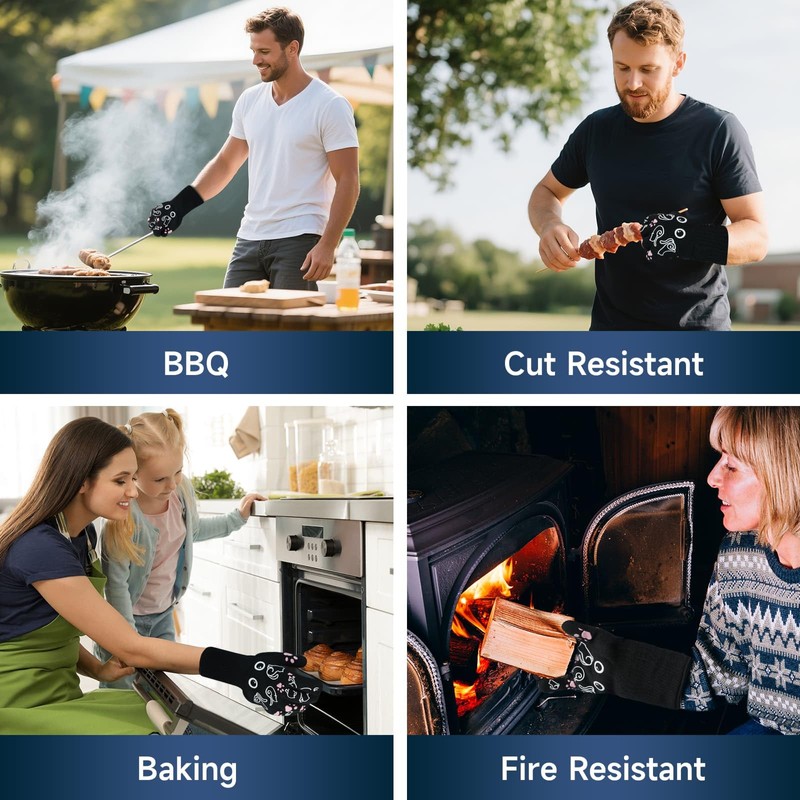BBQ Gloves - 1472℉ Heat Resistant Grilling Cooking Oven Gloves